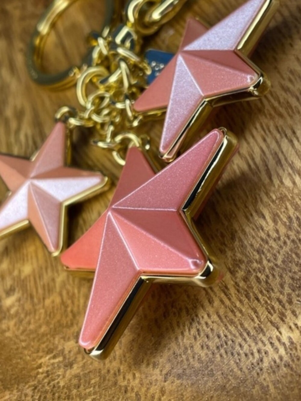 Coach Y2K Pink Acrylic 3D Star Bag Charm Keychain Gold Tone - Picture 11 of 11